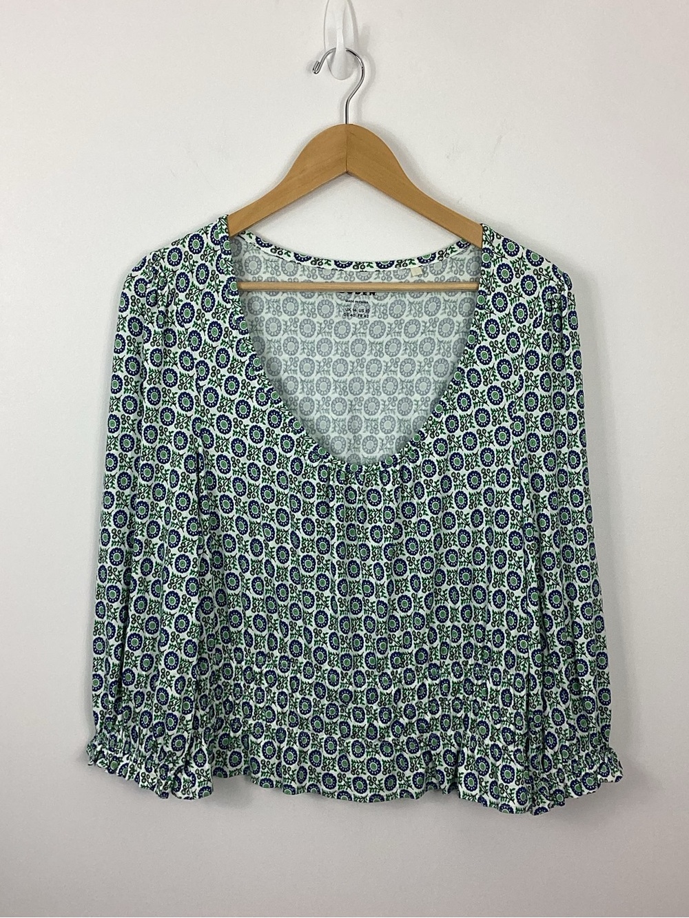 Boden Smocked Jersey Peplum Top Size 10
